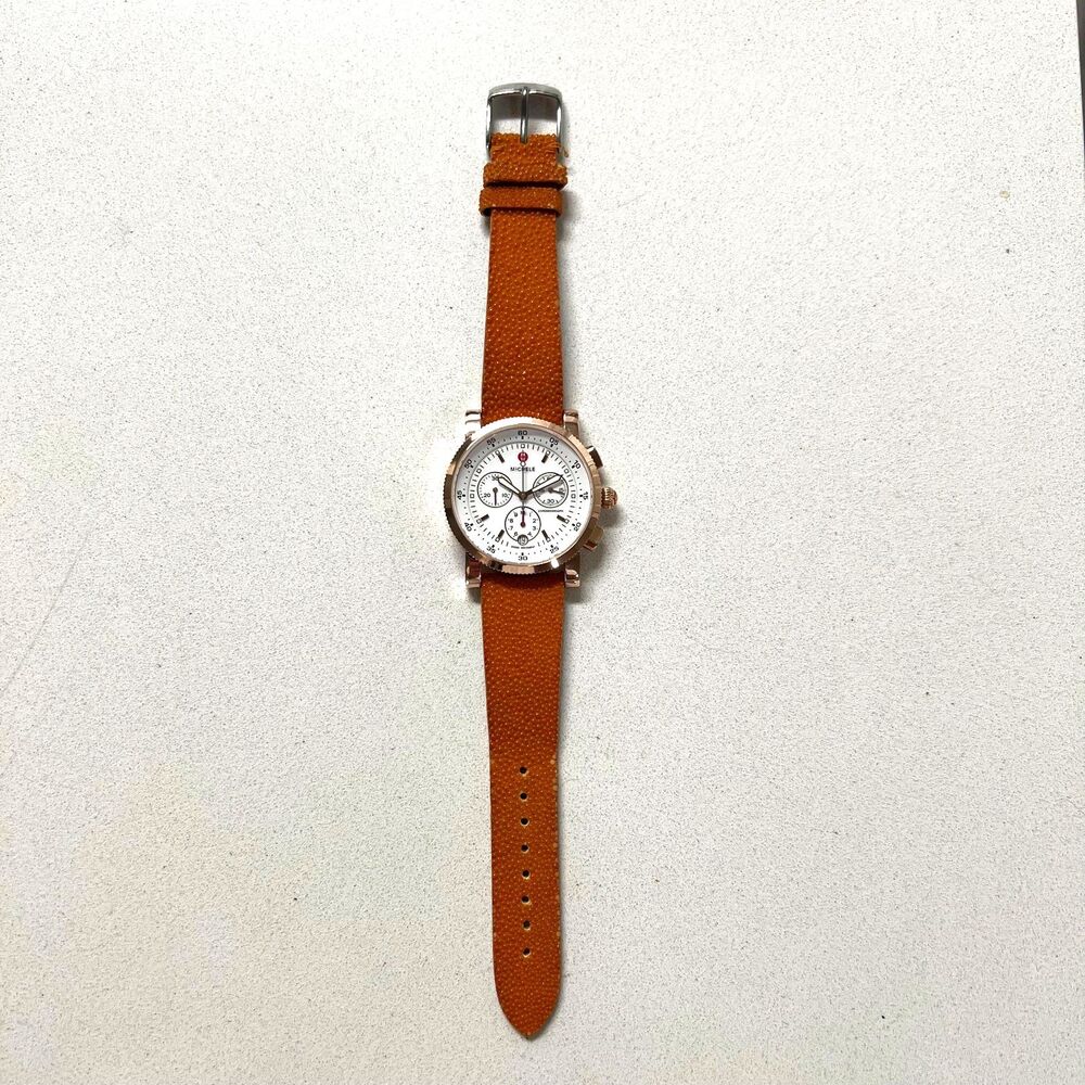 MICHELE Swiss Chronograph Watch Rose Gold Galuchat Stingray Strap - Picture 2 of 16